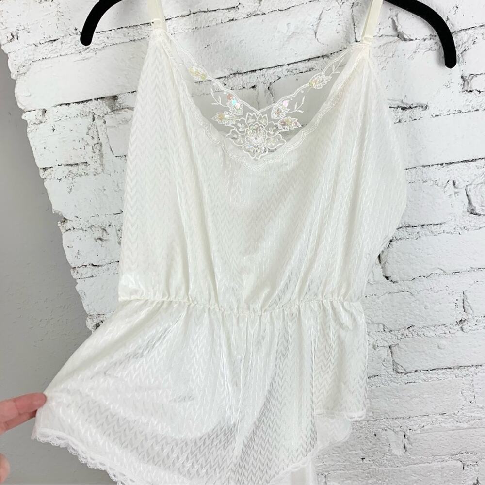 Lady Manhattan Romper Nightie Lingerie Lace High Leg Cut Nylon Large - Picture 2 of 9